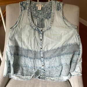 Sleeveless washed denim look too